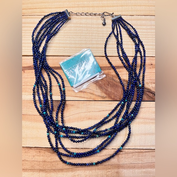 Jay King Lapis and turquoise necklace .925 sterling silver